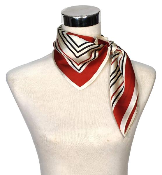 Nickituch Seide Satin Geometrisch Rot Schwarz Weiss